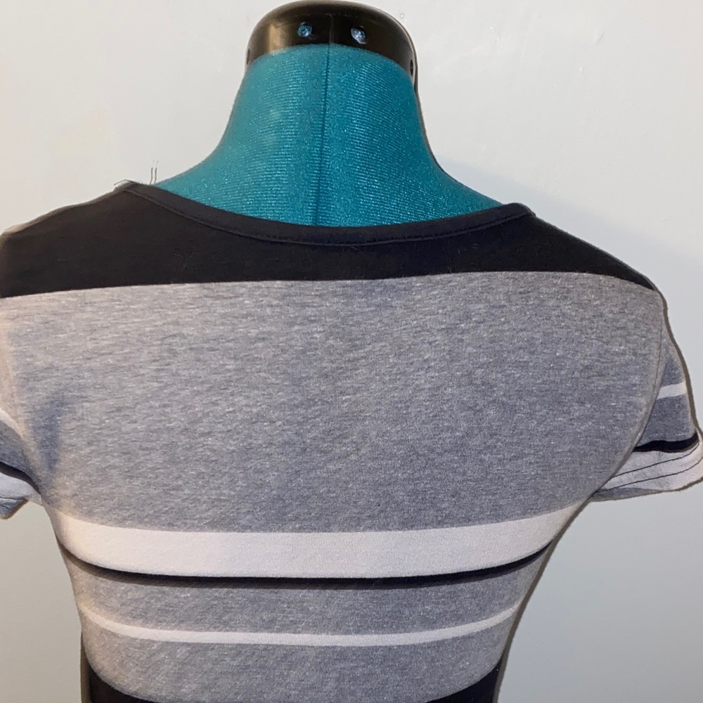 Derek Heart Black and Gray Striped Maxi Dress - Picture 7 of 9